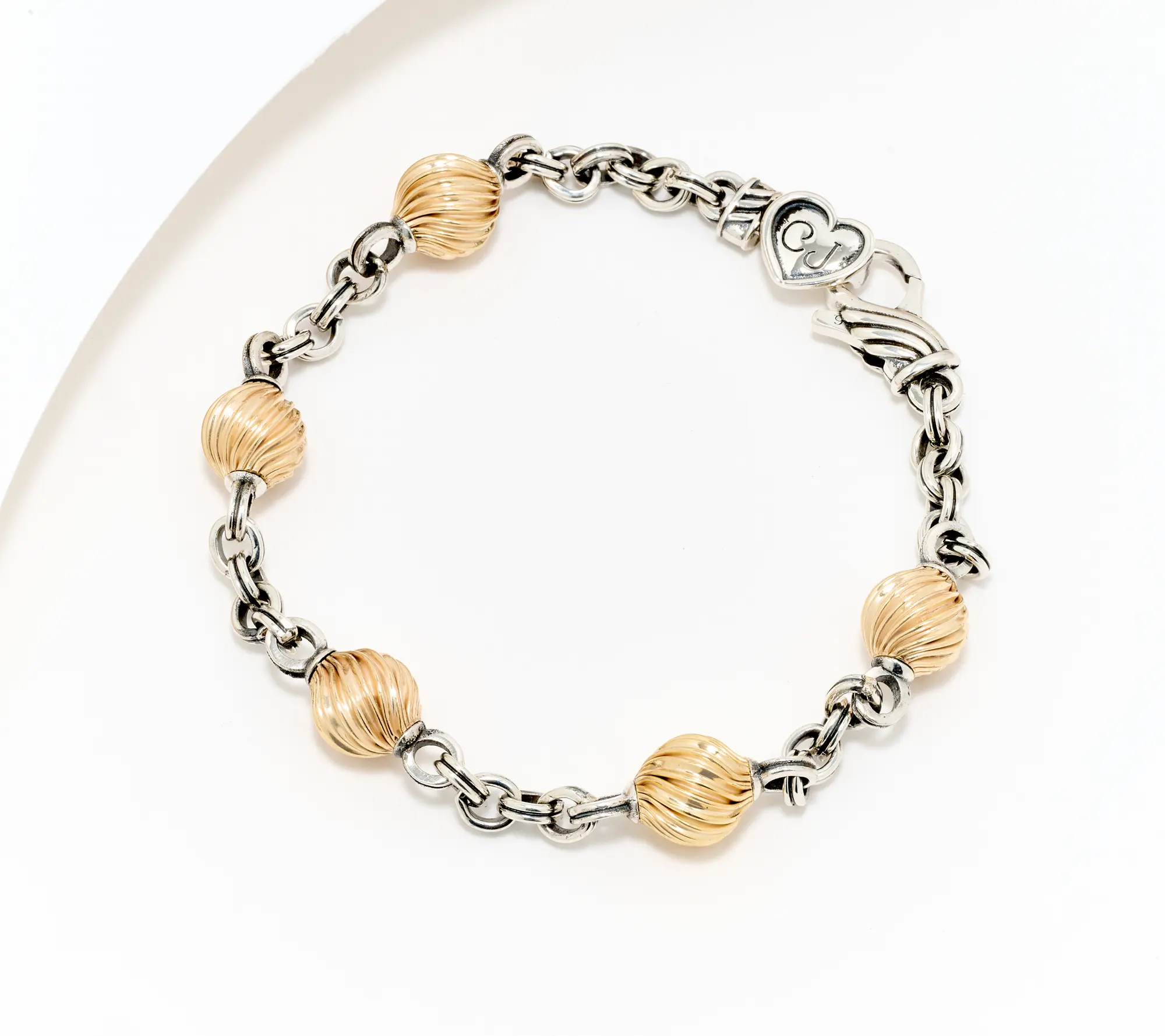 Christian James by Scott Grimes 14K Gold Clad Bead Rolo Bracelet, 8.4g