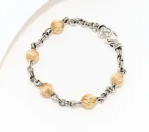 Christian James by Scott Grimes 14K Gold Clad Bead Rolo Bracelet, 8.4g