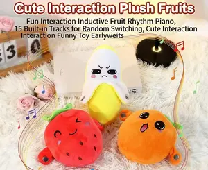 Internet Celebrity Human Body Sensing Fruit Rhythm Instrument Plush Doll Singing Parent-Child Fun Interactive Toy Birthday Gift for Children 4-6 Years Old