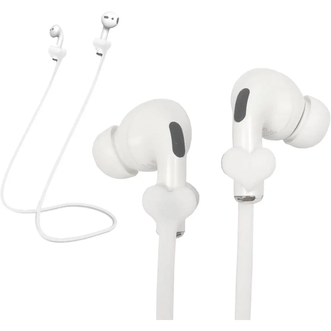 L-HPS003  Magnetic Anti-Lost Straps for AirPods, 2 Pcs Soft Silicone Sports Lanyard Compatible with AirPods 4 and Pro,Pro2, AirPods 1/2, Bose JBL Beats. (White)