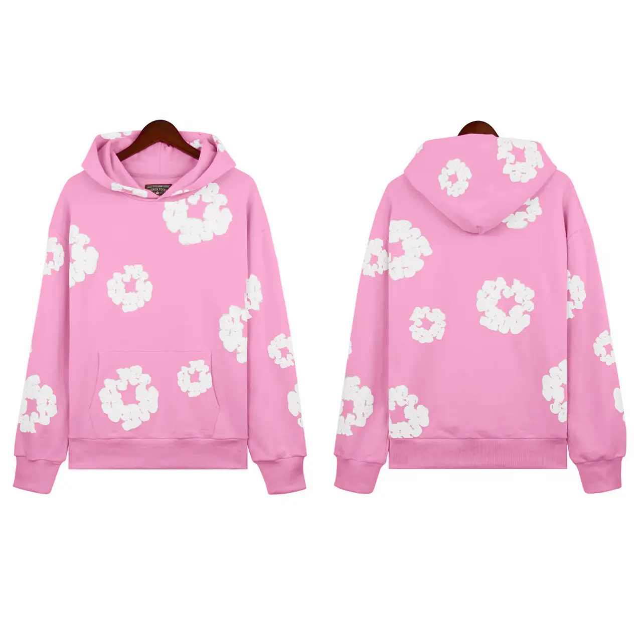 Rose red hoodie (white floral wreath)
