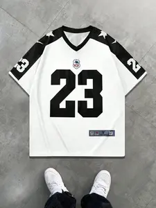 Men's Number 23 Graphic Print Short Sleeve Tee, Street Fashion Casual Round Neck T-shirt for Daily Wear, Men's Summer Clothes, Athletic Sports Clothing