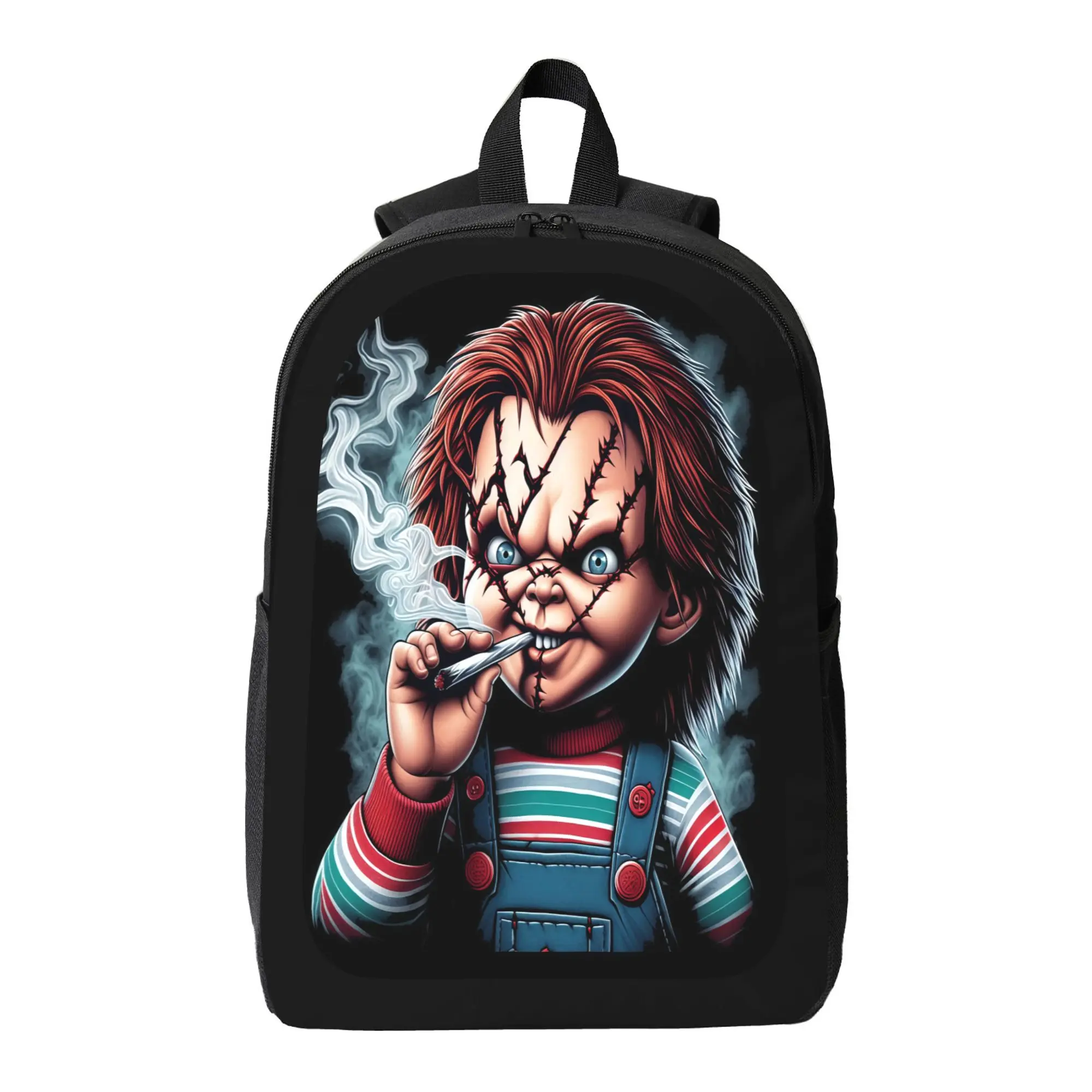 Halloween Horror Vampire Cartoon Graphic Polyester Backpack, Lightweight School Daypack With Adjustable Straps, Breathable Padded Shoulders & Premium Zipper, Stylish Daily Carry Bag For Teens Adults Holiday Party Accessory