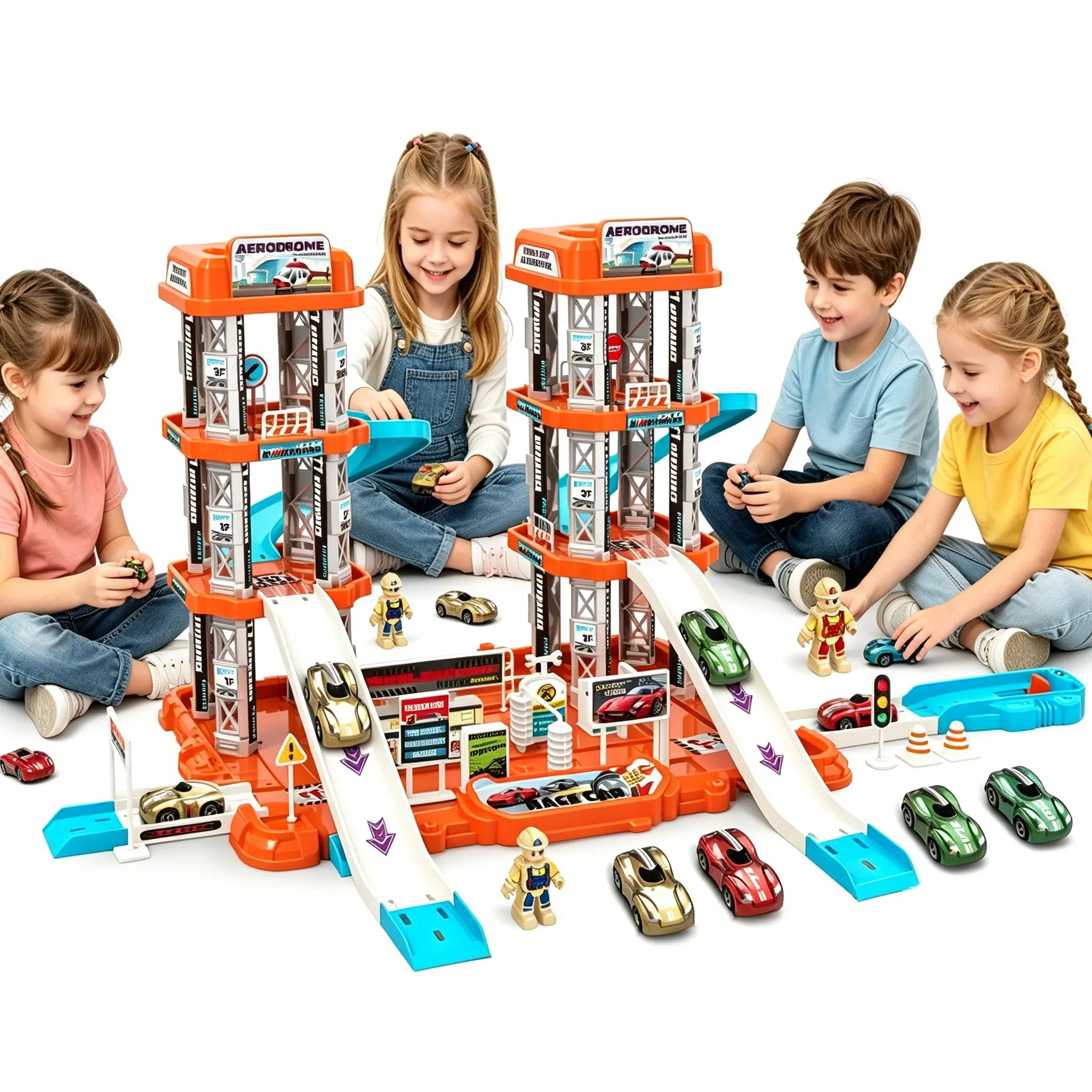 97-Piece Racing Car Model Parking Toy Set, Kids Garage Playset, Preschool Vehicle Game, Birthday Gift for Boys Girls Aged 3+