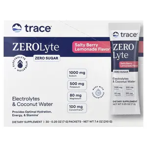 Trace ZEROLyte, Electrolyte & Coconut Water, Salty Berry Lemonade, 30 Packets, 0.25 oz (7 g) Each