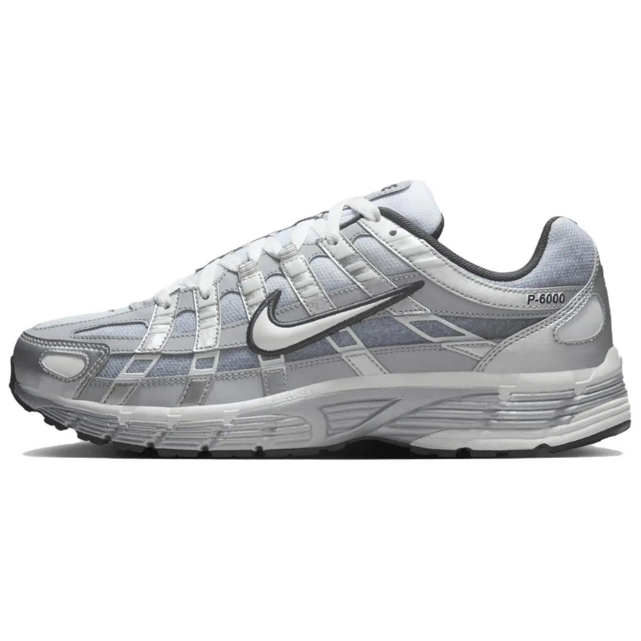 Nike P-6000 Male Sporty Running Sneaker - Metallic Silver, Wolf Grey, Breathable Mesh Upper, Durable Outsole, Lightweight, Secure Lockdown, US M 10, for Daily Wear