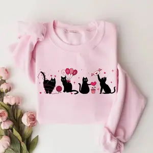 Funny Cat Valentine Sweatshirt Cat Lover Valentines Day Gift Cute Cat Mom Sweater Cat Lover Gift Womens Valentine Crewneck