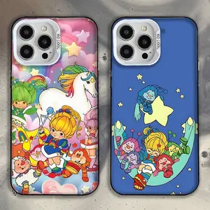 Cute Rainbow Brite Phone Case for iPhone 17 Air 16 15 14 13 12 11 Pro Max Plus Samsung S25 S24 S23 S22 Plus Ultra, White Matte Shockproof Protective Cover