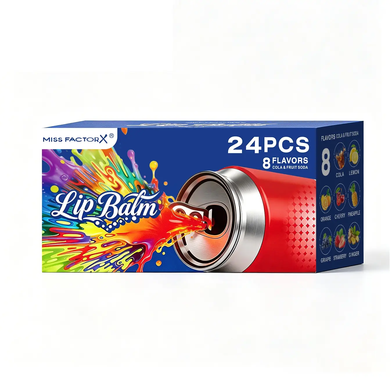 New 24pcs Soda Lip Balm Set, 8 Unique Flavors, Hydrating Lip Treatment, Moisturizes Dry Lips, Enhances Lip Color, Low Allergy, Perfect Holiday Gift