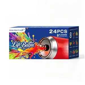 New 24pcs Soda Lip Balm Set, 8 Unique Flavors, Moisturizes Dry Lips, Enhances Lip Color, Low Allergy, Perfect Holiday Gift