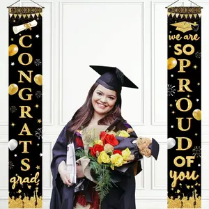 2D Graduation Banner Set, Text on Background, 2 Pieces, Party Decor, Party Decorations Banners, Entrance Sign, 2026 Graduation Celebration