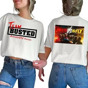 Casual Team Busted vs McFly Tour 2025 Graphic Tee, Streetwear, Gift For Fans, Music Lover, Unisex, Trendy, Crew Neck, Short Sleeve, Cotton, Comfort 	