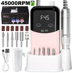 Portable Nail Drill Electric File: SG717 Electric NailFile,45000RPM Professional Rechargeable Nail E-FileMachine for Acrylic Gel Nails,Remove Nail Gel Polish