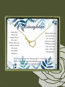 Heart Shaped Pendant Necklace with Box & Greeting Card, Elegant Rhinestone Decor Necklace for Women, Fashion Jewelry for Party, Daily Decor, Trendy All-match & Exquisite Jewelry for Birthday Gift