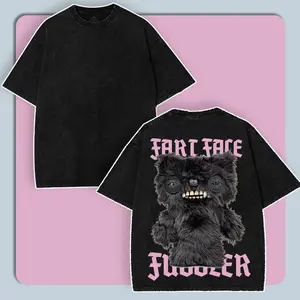 RebelHeart Co., Fart Face Fuggler Graphic Oversized T-shirt, Design gifts for men, Cotton Fabric Soft Top Menswear streetwear
