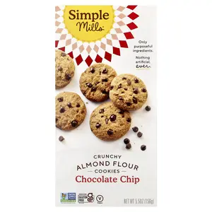 Simple Mills Crunchy Almond Flour Cookies, Chocolate Chip, 5.5 oz (156 g)