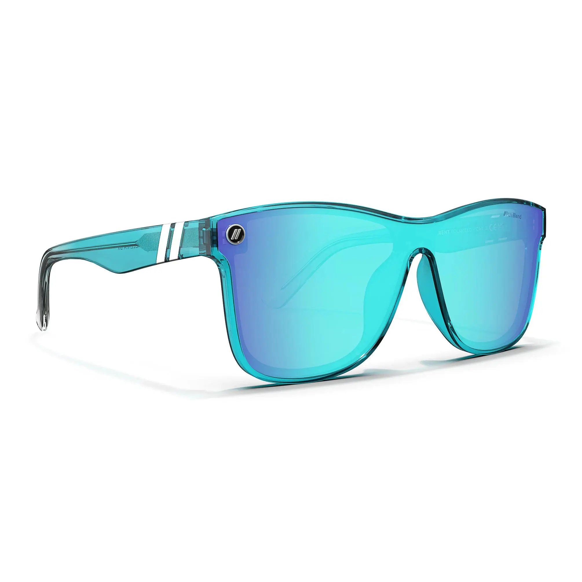 Millenia DX Polarized Sunglasses - Unisex Medium-Large Fit, Gloss Teal Fashionable Frame, Blue Mirror Lens, High Quality Casual Stylish Glasses for Coastal Escapes, Modern Frames Sunglasses, Stylish Accessories, Lifestyle, Statement Frame Glasses