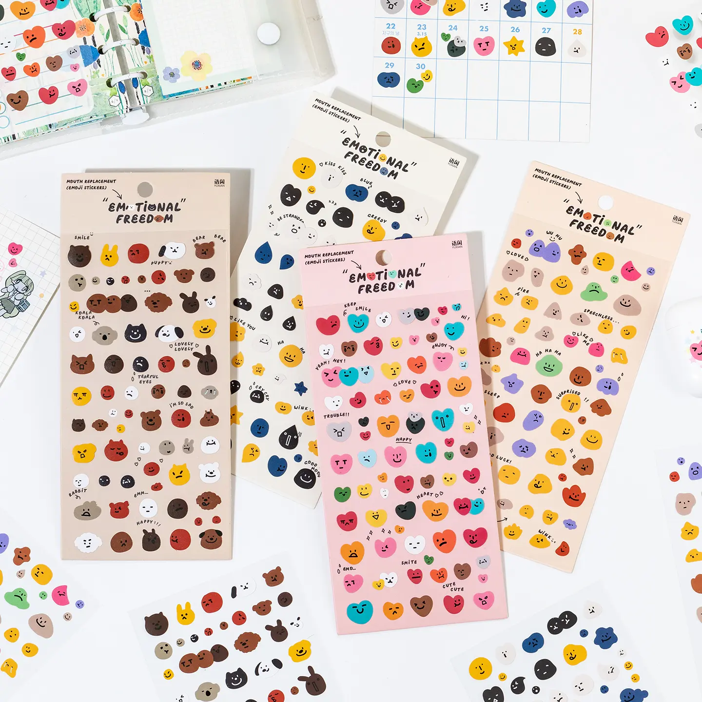 280+ PCS Emoji Expression Sticker Set – 4 Styles, 70 Stickers per Style for Journals, Scrapbooking, DIY Crafts & Phone Decoration