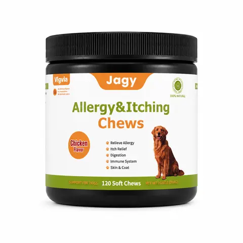Jagy Omega-3 Allergy Relief Chews for Dogs - Natural Soft Chews Fish Oil Treats for Itchy Skin, Hot Spots & Shedding Advanced Skin & Coat Vitamins with SoothingSupport for Healthy Pet Skin & Coat,back to school