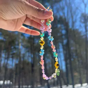 Easter Themed Daisy Necklace with Colorful Beads and Flower Charms for Festive Outfits