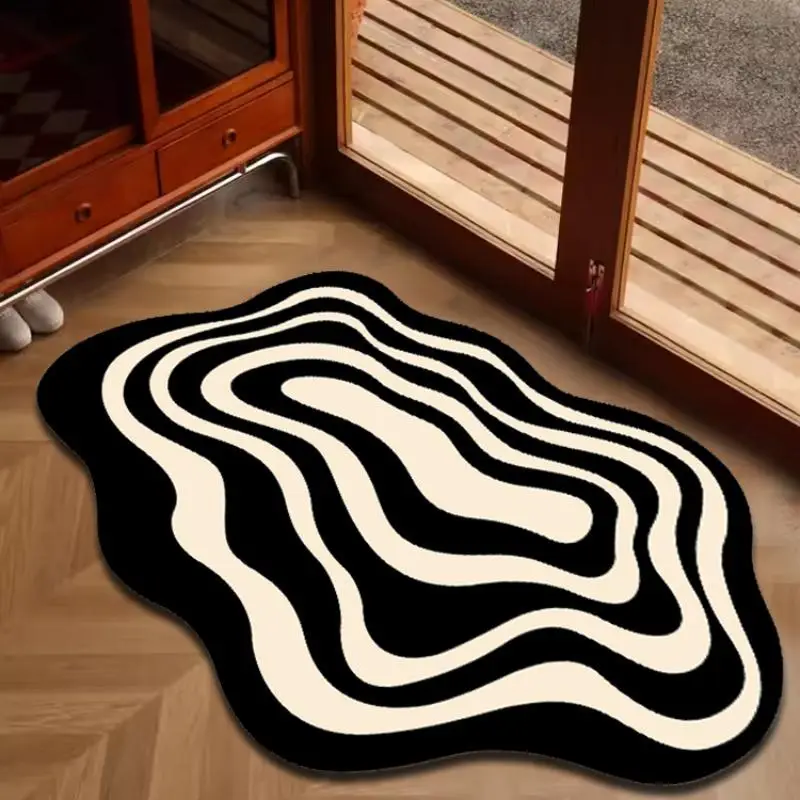 Geometric Shaped Zebra Print Rug, 1 Count Non Slip Soft Floor Mat, Household Carpet For Bedroom, Living Room, Kitchen, Bathroom Decoration