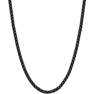 3mm Box Chain for Men, Mens Chain Necklaces, Stainless Steel Black Chain Necklace for Men and Women 18/20/22/24 Inches