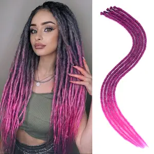 Women's 24-Inch Synthetic Dreadlock Extensions, 10 Strands Single Ended Dreads, 0.8cm Width Ombre Blonde Crochet Hair, Hippie-Reggae Style Fashion Accessory