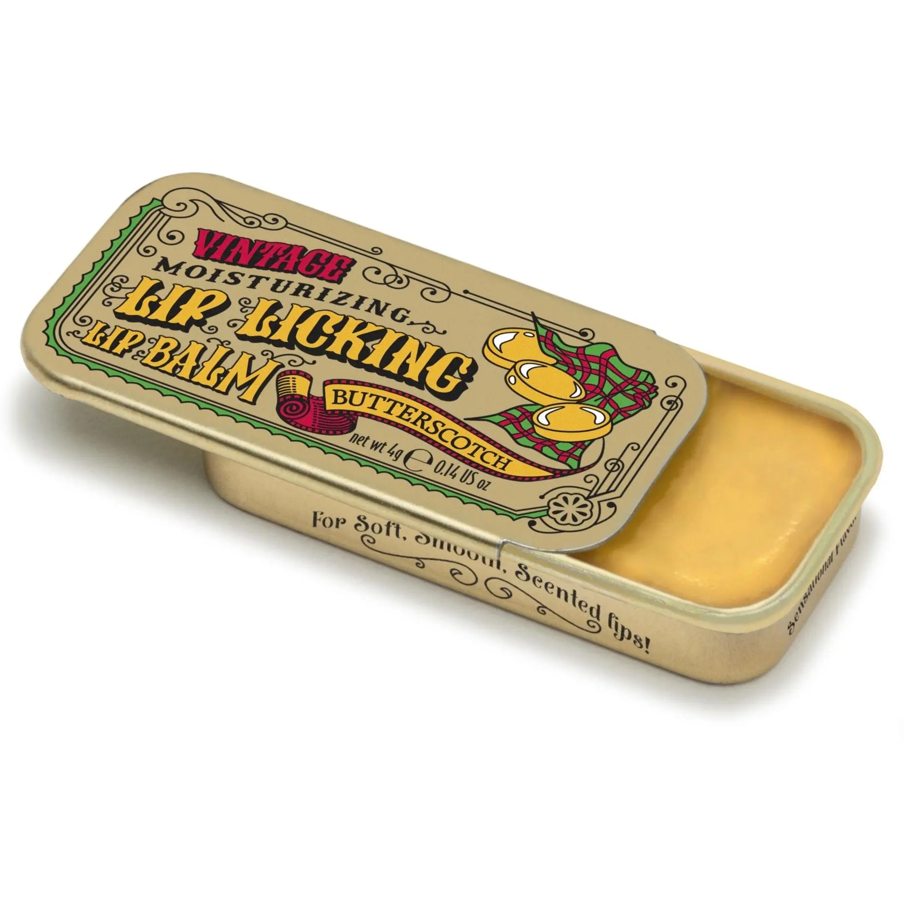 Tinte Cosmetics Vintage Tin Butterscotch Slightly Tinted Lip Balm - Organic Shea Butter, Moisturizing, Shine-Enhancing, Cruelty-Free, Paraben-Free Formula for Smooth Lips, 0.23 fl oz