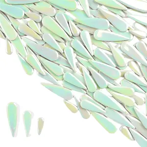 1.1LB Water Drop Petal Leaves Ceramic Mosaic Tiles for DIY Crafts,Teardrop Shaped Ceramic Mosaic Pieces for Photo Frames,Cups,Flower Pots,Fish Tank,Vases,Make Stepping Stones (Iridescent Green)