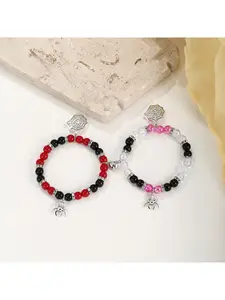 Valentine's Day European and American couples' beaded bracelet with spider pendant, a fashionable color-blocking jewelry for holiday gifts