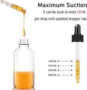 2 pack Dropper Bottle 2 oz, Clear Glass Eye Dropper Bottles