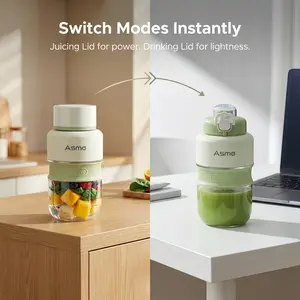 ASma New Portable Mini Juicer with Ice Crushing Capacity and Blender - 2-in-1 Juicing and Hydration, 1000ML Large Capacity, Interchangeable Lids, Perfect for Outdoor Use, Avocado Green