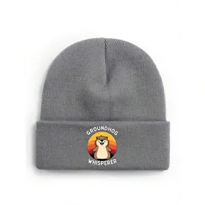 S&T 1pc Warm Winter Cap For Men & Women, Groundhog Whisperer Beanie Knit Cap For Autumn/Winter Hat, Windproof And Warm Head Cover, Ideal For Halloween Christmas Fashion Gifts.