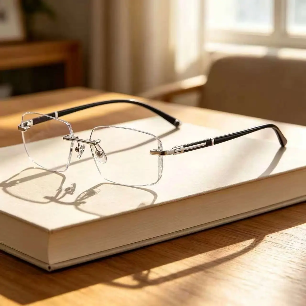 Chic Rimless Reading Glasses for Women & Men, with Diamond-Cut Polished Lens Edges and Lightweight Metal Frame, Perfect for Work, Reading, and Everyday Wear