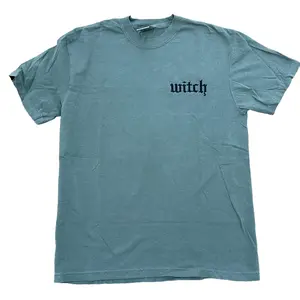 Witch- Comfort Colors Embroidered Tee (Black Thread) (Left Chest) Shirt Embroidery Top