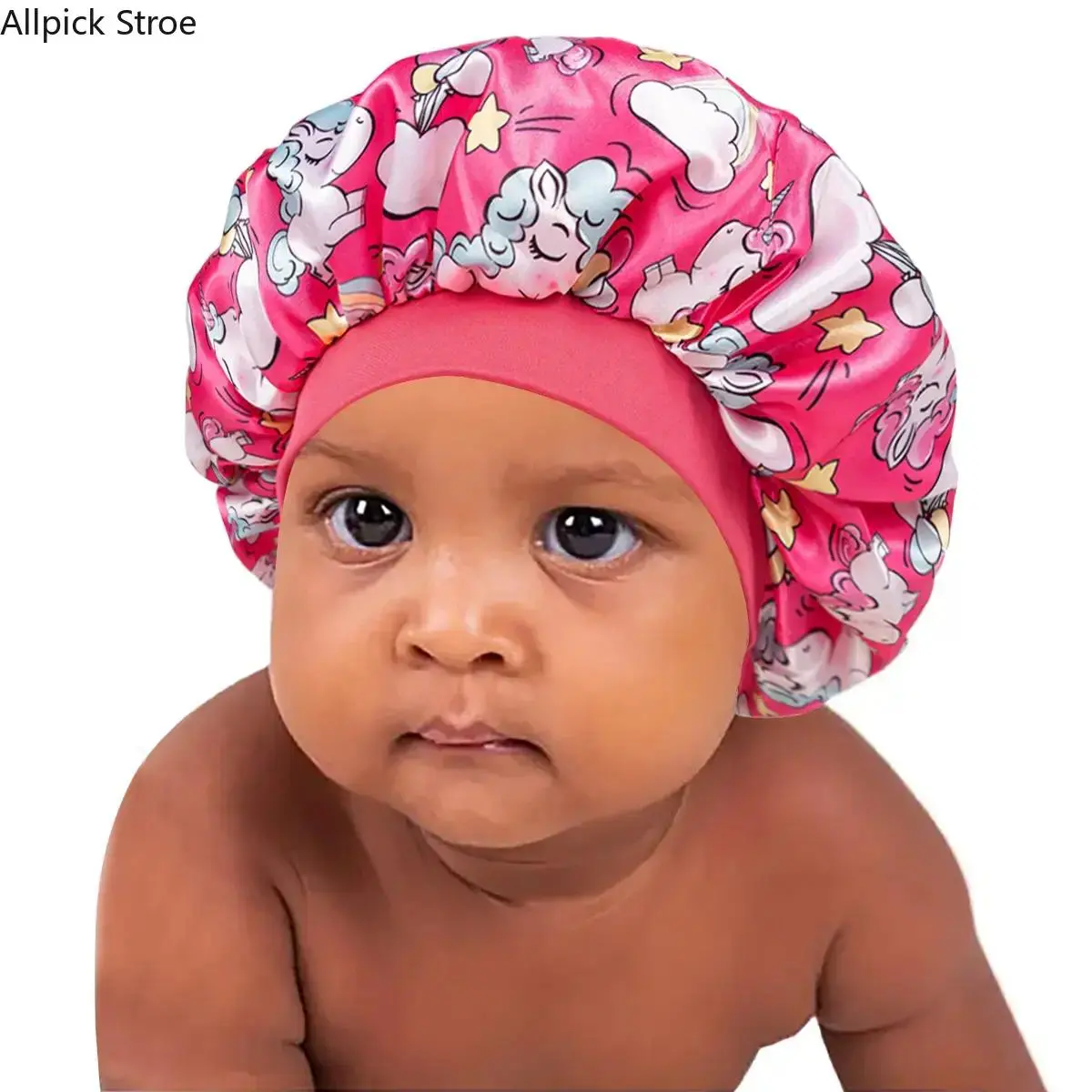Kids Satin Sleep Bonnet for Girls & Toddlers, Soft Silk-Like Hair Bonnet with Cute Printed Design, Breathable Overnight Hair Protection Cap for Curly Hair, Braids and Bath Time, Comfortable Sleep Accessories for Daily Hair Care Hair Towel Caps Haircare