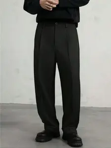 Men's Fall Winter Casual Straight Leg Pants, Fashionable Simple Drape Long Trousers, One Piece Set, Comfortable and Stylish