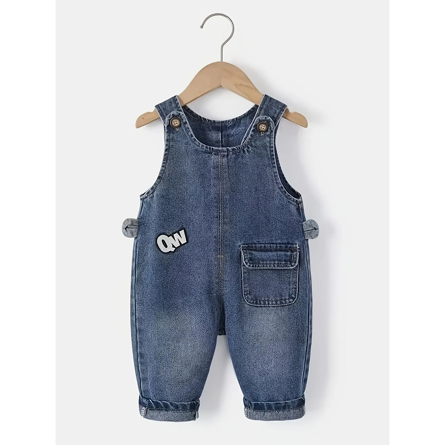 Kids' Casual Woven Denim Overalls - Spring-Autumn Everyday Clothes for Boys and Girls, Denim Woven, Everyday Use, Overalls Pants