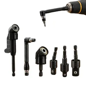 6PCS Right Angle Drill Attachment Set – 90 Degree Drill Adapter, 105 Degree Angle Extension, 360 Degree Rotating Impact Socket Adapters, Heavy Duty Drill Accessories for Tight Spaces