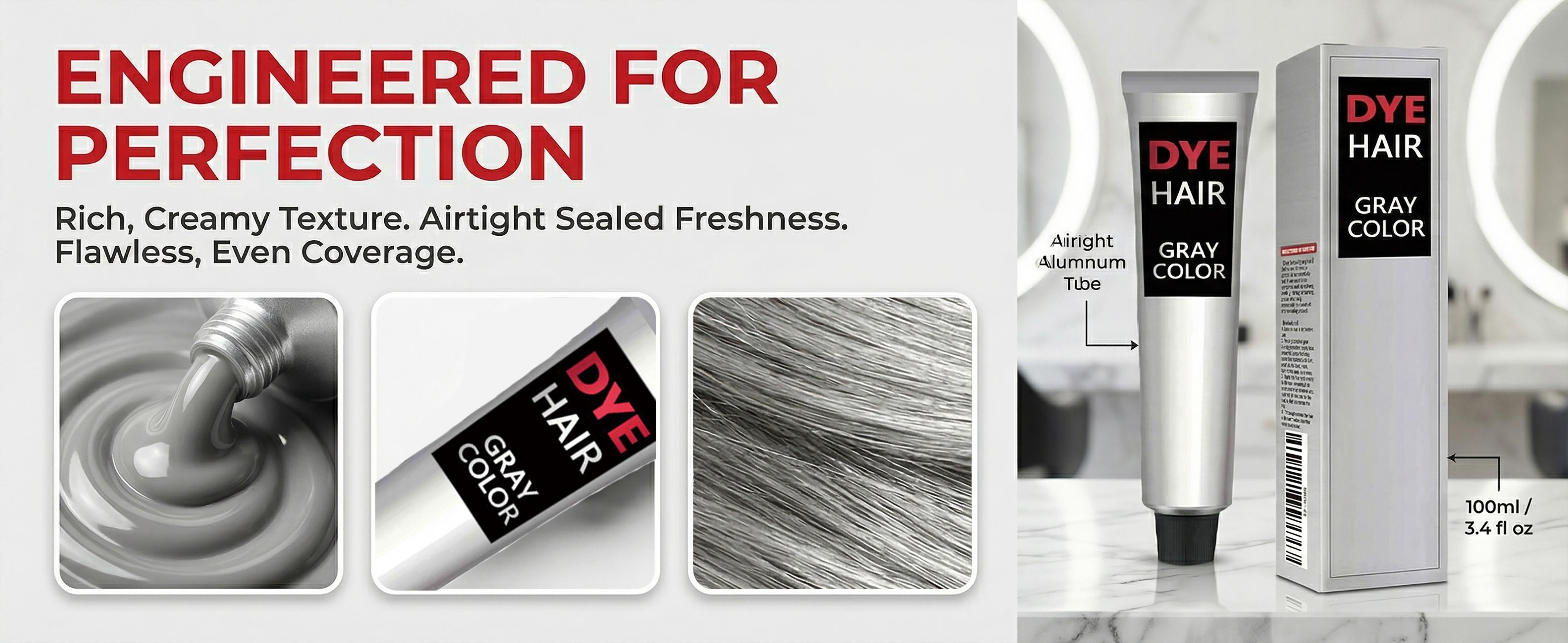 Hair Dye Shampoo 3 in 1 for Women & Men, Rich Silver Gray Root-to-Tip Coloring with Natural Extracts, 3-4 Weeks Lasting Smooth Shiny Finish, Easy Home Use for All Hair Types