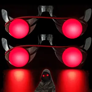 3/2/1x Halloween Horror Red Eye Glasses LED Luminous Glow Clown Cosplay Anime Accessories for Christmas Bar KTV Birthday Party Spooky Creepy