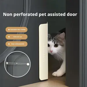 No Drill Pet Door Helper, Auto Close Door Access for Cats Dogs, Self-Closing Spring Door Strip, Easy Adhesive Pet Gate, Indoor Pet Accessory