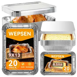40 Pack Disposable Aluminum Pans with Lids, 20 Large 9x13" & 20 Medium 8.5x6" Foil Trays, Perfect for Baking, Meal Prep and Takeout