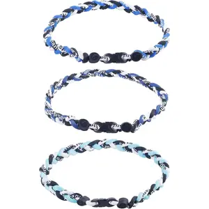 3 Pieces Baseball Necklaces Three Colors Three Braided Rope Tornado Titanium Necklaces Sport Rope Necklaces for Boys Men Player