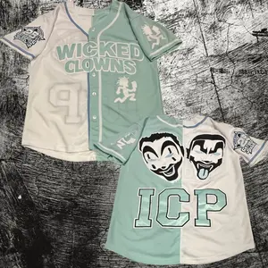 Split Colors Teal/White Wicked Clowns Baseball Jersey, ICP Juggalo Jersey, Gift For Him, Gift For Her, For Any Season, Classic Styles