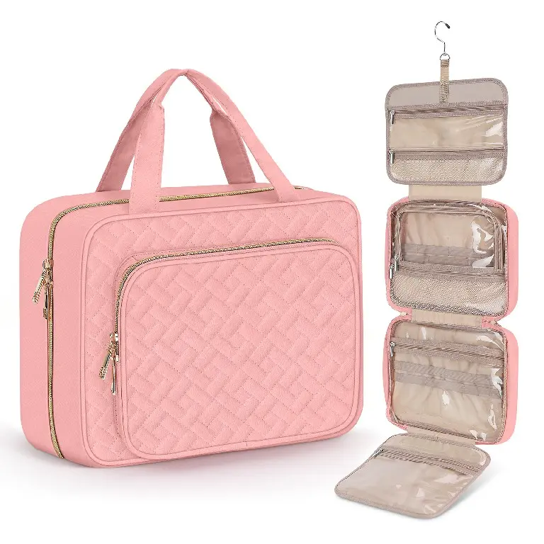 Wedama Toiletry Bag With Hanging Hook, Large Capacity Waterproof Travel Cosmetic & Makeup Partitioned Storage Organizer, Portable Bathroom Bag for Cruise, Business Trips
