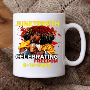 Unique Juneteenth Themed Ceramic Mug Celebrating Black Freedom and Featuring a Humorous Design Ideal for Hot or Cold Beverages Perfect Gift for Men and Women for Holiday Office or Home Use