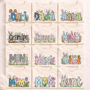 Easter Family Matching T-Shirts, Bunny Letter Graphic T-Shirt, Family Gift, Happy Easter Day Gift, Cute Easter Shirt - EVA RAMOS