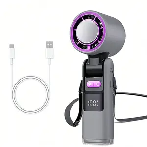 Portable Handheld Fan, 5 Gear High Speeds Foldable Fans, LED Display, Powerful Cooling Airflow  Desk fan neck fan for Outdoor Activities, Travel, Working, USB Handheld Fan