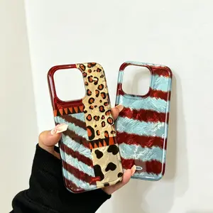 Compact Smartphone Casing with Rope & Chain, Perforated Vortex Shell, Personalized Striped Cute Cartoon Design, Shockproof Protection for iPhone 11-17 Pro Max, Mobile Accessories with Included Screen Protector